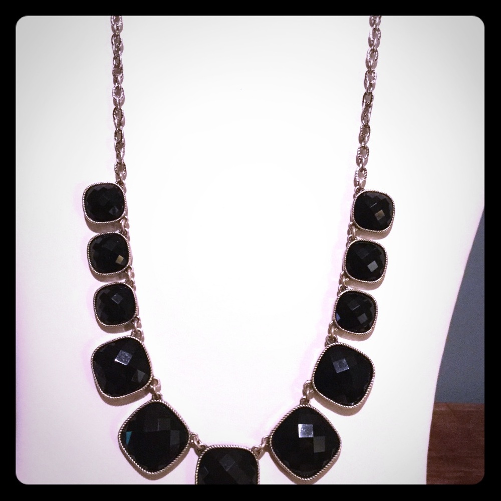 Reversible Black jet faceted necklace.